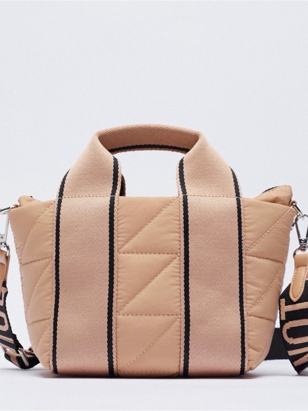 ZARA NYLON CITY CROSSBODY BAG WITH TEXT NWT